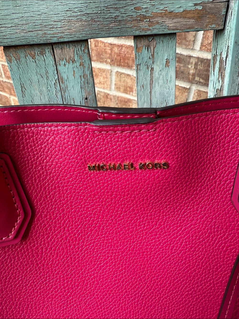 Michael Kors Studio Mercer Gallery Pebbled Leather Medium Tote in Ultra Pink - Picture 3 of 16